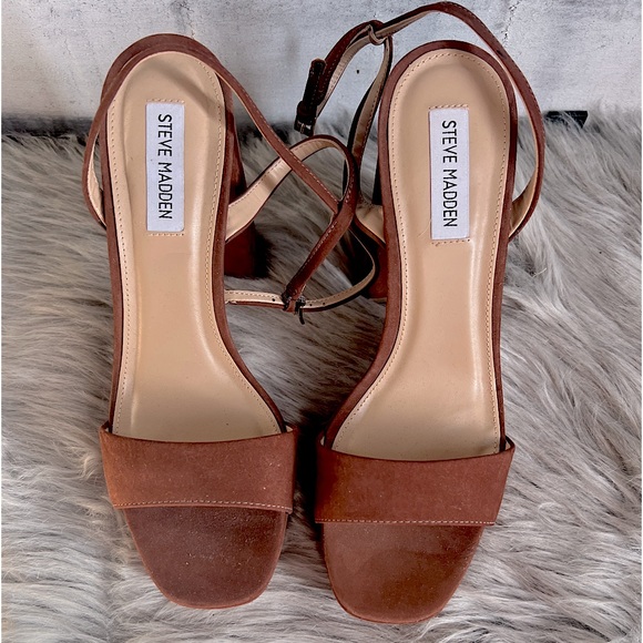 STEVE MADDEN LESSA NUBUCK ANKLE STRAP PLATFORM HEELS SIZE 9.5 - Picture 6 of 12